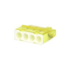 Svorka krabicová miniaturní PC214S bezšroubová 4x 0,2-2,5 mm2, transp/žlutá