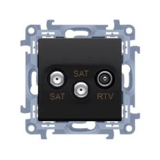 Anténní zásuvka SAT-SAT-RTV dvojitá satelitní útlum:1dB černá matná :3021