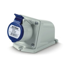 Nástěnná zásuvka SCAME XENIA, šikmý box 2P+E, 16A, 6h/200-250V, IP44/IP54