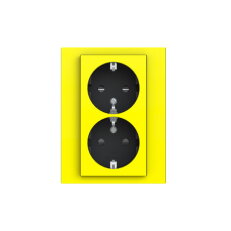 Dvojzásuvka ABB LEVIT s clonkami, bezšroub., žlutá/kouř. černá 5522H-C03458 64W