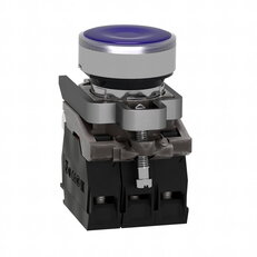 Schneider xB4BW36G5 Ovládač stiskací prosvětlený,lícující,1 Z+1V,110-120V,modrý