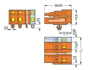 Pružinová svorka CAGE CLAMP 2,5mm2 oranžová 5pól. WAGO 231-705/008-000