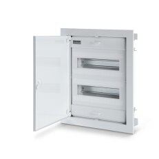 Vestavná rozvodnice s plastovými dvířky FLAT IP40, 24+4 mod, svork. N/PE