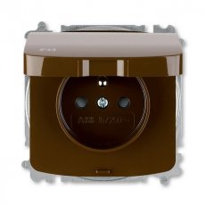 ABB TANGO Zásuvka s clonkami, víčko IP44 bezšroubové svorky hnědá 5519A-A02997 H