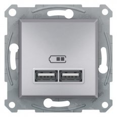 Asfora 2xUSB nabíjecí konektor 2.1A, alu SCHNEIDER EPH2700261