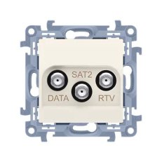 Zásuvka RTV-SAT-DATA koncová, 1x vstup: 5-2400 MHz, krémová CADSATF.01/41