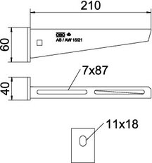 Nástěnný výložník OBO AW 15 21 A2 B210mm Nerez ocel