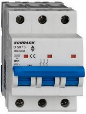 Instalační jistič AMPARO 10kA, D 50A, 3P SCHRACK AM019350--