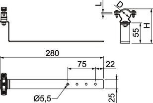 OBO isCon H280 26 VA Střešní držák vodiče pro cihlové střechy 280mm Nerez