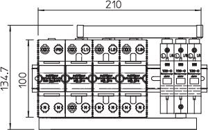 OBO PS4-B+C TT+TNS Ochranná sada MCD+V20, 3P+NPE typ 1+2, 255V