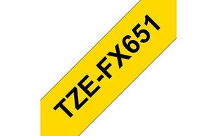 Páska BROTHER TZe-FX651,  žlutá/černá, 24 mm,  s flexibilní páskou