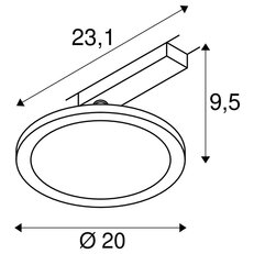 PANEL TRACK round, 200 mm, 1fázový spot černý 18 W 3000 K SLV 1004935
