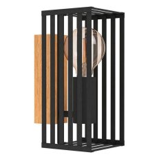Nástěnné svítidlo CIDRAZ 1xE27 černá/dřevo 40W IP20 EGLO 390165