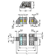 Konektor (zásuvka) úhlový CAGE CLAMP 2,5mm2 šedá 13pól. WAGO 731-543/031-000