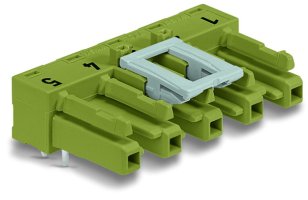 Zásuvka na desky plošných spojů, úhlové, 5pól., světle zelená