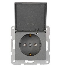 SCHUKO s bezpečnostní clonkou a klapkou, antracit SCHRACK EV111306--