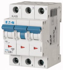 Jistič PL7-C20/3, char C, 3-pólový, 10kA, 20A EATON 263410
