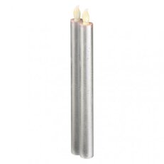 Svíčky LED, 25cm, metalické stříbrné, 2x AAA, jantarová EMOS ZY2271