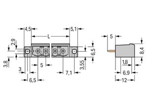 Konektor s pájecími piny THT, pájecí kontakt 1,0x1,0 mm, rovné, šedá 2pól.