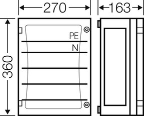 Přípojnicová skříň ENYSTAR 270x360mm, přípojnice 250A, 5-pólové HENSEL FP 3212