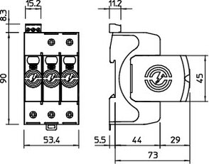 OBO V20-2+NPE+FS-280 Svodič přepětí typ 2 2P+NPE 40kA(8/20),DS 280V