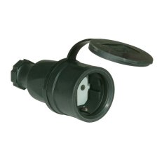 spojka GUMI s víčkem, 16A/250V, krytí IP44, černá, německý stan PCE PC-2511-s