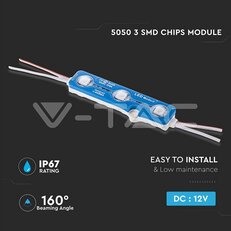LED Module 3SMD Chips SMD5050 Blue IP67,