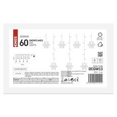 LED vánoční závěs vločky, 135x50 cm, vnitřní, studená bílá EMOS DCGW13