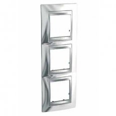 Schneider MGU66.006V.010 Krycí rámeček Top trojnásobný vert., Cromo lesk/alu