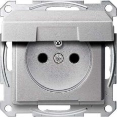 Merten Zásuvka 2P+E 250V s víčkem IP20 System M Aluminium SCHNEIDER MTN2610-0460