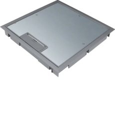 Odklápěcí kryt Q08 pro 8 přístoje, podlaha 12 mm, polyamidový rám, šedý