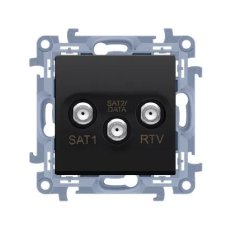 Anténní zásuvka SAT-SAT-RTV dvojitá satelitní útlum:1dB černá matná :3021