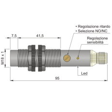 Kapacitní senzor d18 mm AECO SC18SP-AE10 TE1' NO/NC H