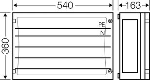 Přípojnicová skříň ENYSTAR 540x360mm, přípojnice 250A, 5-pólové HENSEL FP 3402