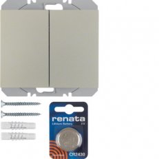 KNX RF tlačítko 2-násobné bateriové ploché, quicklink, K.5, nerez mat, lak.