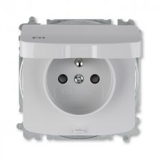 ABB TANGO Zásuvka s clonkami, víčko IP44 bezšroubové svorky šedá 5519A-A02997 S