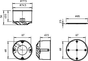 OBO HV 70 D Propojovací krabice Dutá stěna O74mm H50mm oranžová Polypropylén PP