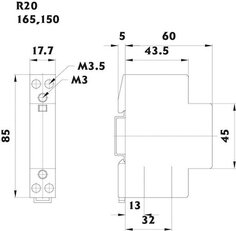 Modulární stykač R 20-11 230V 2p 1M 1xNO+1xNC,20A 230VAC ETI 002461220