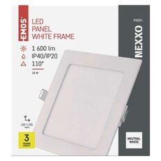 LED vestavné svítidlo NEXXO, čtvercové, bílé, 18W, neutrální bílá EMOS ZD2145