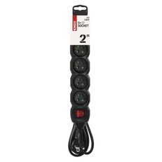 Prodlužovací kabel 2 m 5 zásuvek s vypínačem černý PVC 1mm2 EMOS PC1512