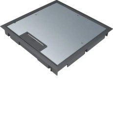 Odklápěcí kryt Q08 pro 8 přístoje, podlaha 12 mm, polyamidový rám, černý