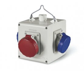 Energetická kostka jištěná s chráničem 3x230V + jištění + FI SCAME 623.222-002F2