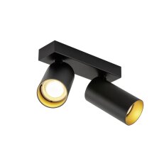 KAMI stropní přisazené svítidlo, double, 2x max. 10 W, GU10, černá/zlatá