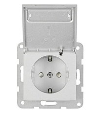 Zásuvka SCHUKO s klapkou a popisový polem, stříbrná SCHRACK EV121320--