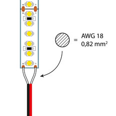 2-žilový plochý PVC kabel AWG 18/0,85 mm2, (2,1-4,2mm), černá/červená