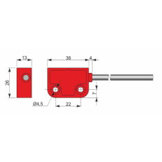 Bezpečnostní magnetický senzor AECO SMS36-P5 NO+2NC CR LC10