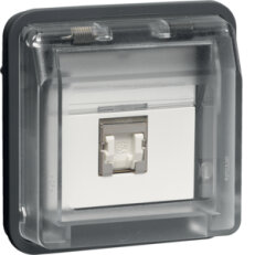 Zásuvka, datová, RJ 45, FTP, Cat.6e, přístroj, IP 55, Berker W.1, šedá WNA226