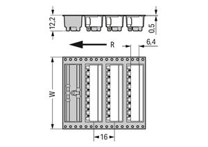 Konektor s pájecími piny THR, pájecí kontakt 1,0x1,0 mm, úhlové, černá 6pól.