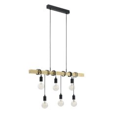 Závěsné svítidlo TOWNSHEND 6xE27 černá/dub 360W IP20 EGLO 95499