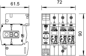 OBO V20-C 3+AS-280 Svodič přepětí, typ 2, 3P s akust.sig., 280V